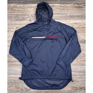 Vintage Tommy Hilfiger Nylon Jacket 1/4 Zip Pullover Hooded Windbreaker Mens M